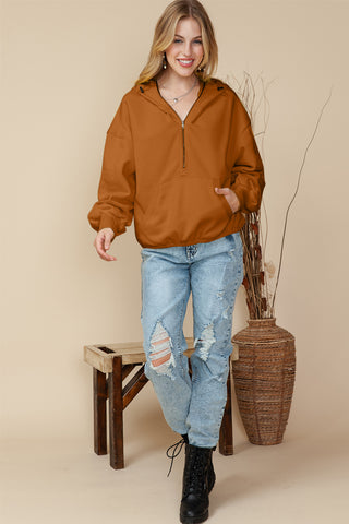 Half Zip Hoodie with Kangaroo Pockets