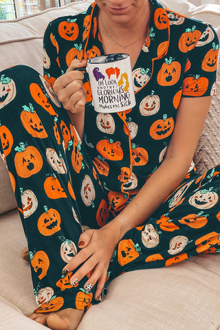 Halloween Pumpkin Short Sleeve Shirt PJ Set