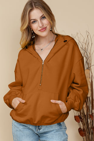 Half Zip Hoodie with Kangaroo Pockets