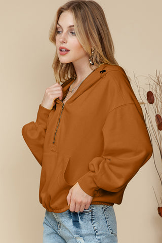 Half Zip Hoodie with Kangaroo Pockets