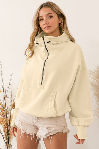 Half Zip Hoodie with Kangaroo Pockets