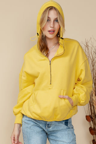 Half Zip Hoodie with Kangaroo Pockets