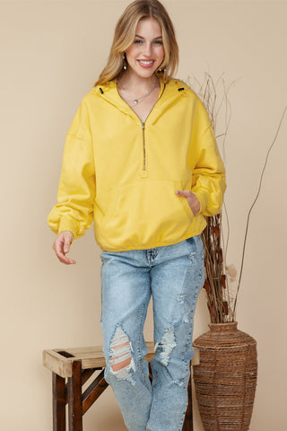 Half Zip Hoodie with Kangaroo Pockets