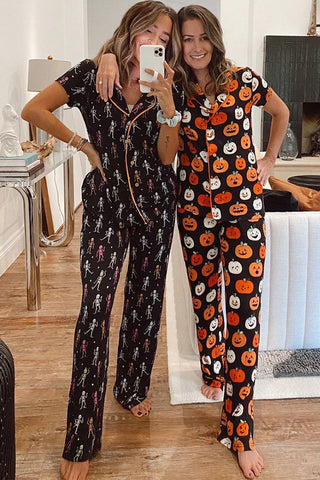 Halloween Pumpkin Short Sleeve Shirt PJ Set