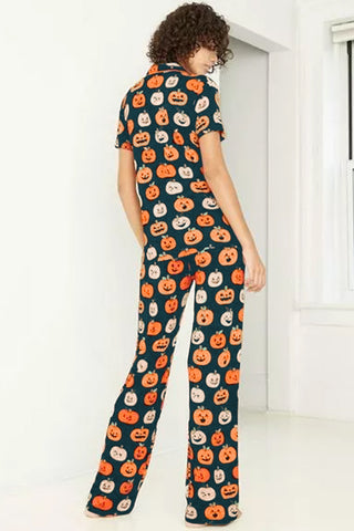 Halloween Pumpkin Short Sleeve Shirt PJ Set