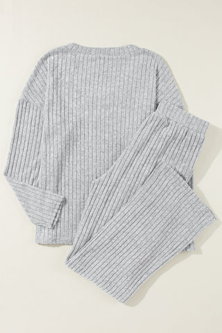 Ribbed Knit Loungewear Set - 4 Colors