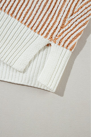 Striped Contrast Trim Loose Sweater - 4 Colors