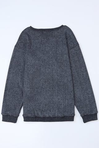 Ribbed Knit Round Neck Sweatshirt - 6 Colors