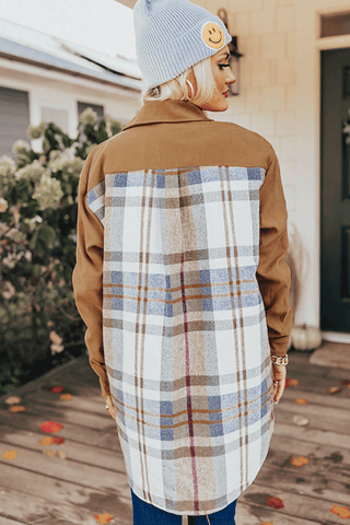 Plaid Patchwork Long Sleeve Shacket - 2 Colors