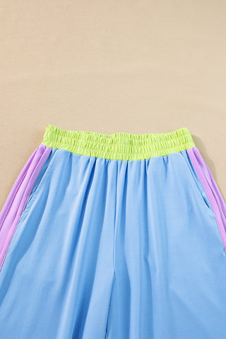 Colorblock 2 Piece Casual Wide Leg Pants Set - 4 Colors