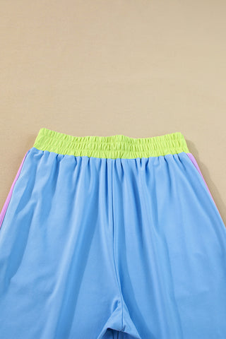 Colorblock 2 Piece Casual Wide Leg Pants Set - 4 Colors