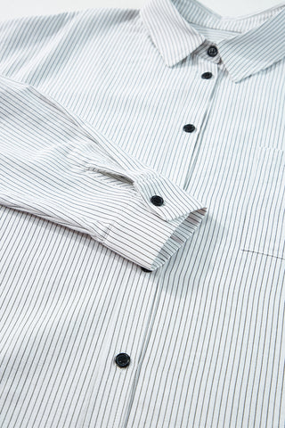 Stripe Tunic Shirt Roll Tab Sleeves - 3 Colors