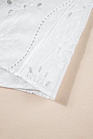 Embroidered V Neck Top Knotted Straps - 2 Colors