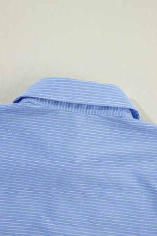 Stripe Tunic Shirt Roll Tab Sleeves - 3 Colors