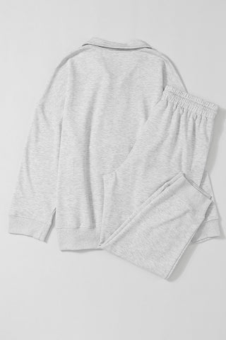 Half Zip Top & Drawstring Pants Loungewear Set - 2 Colors