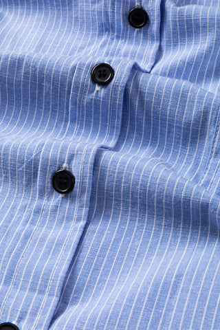 Stripe Tunic Shirt Roll Tab Sleeves - 3 Colors