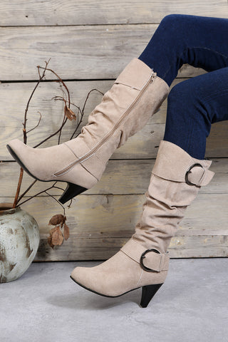 Dual Buckle  Side Zip Boots - 2 Colors