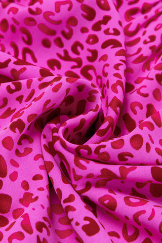 Rose Red Leopard Print Ruffle Sleeveless Maxi Dress - Alleure