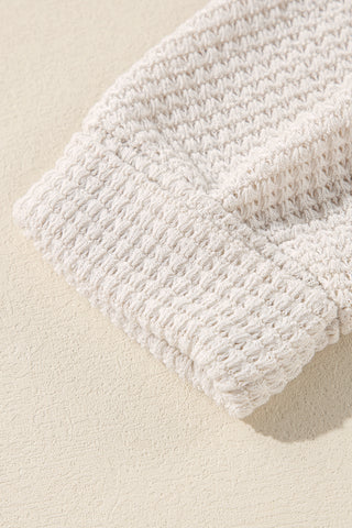 Waffle Knit Loose Fit V Neck Top - 3 Colors