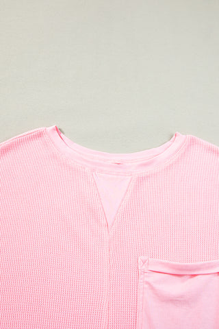 Waffle Knit Oversize T Shirt Shorts Set