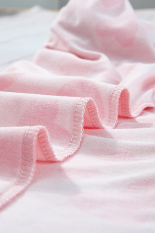 Pink Heart Print Long Sleeve Top and Shorts Pajama Set
