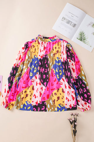 Sheer Leopard Print Blouse Puff Sleeves - 3 Colors