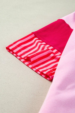 White Stripe Colorblock Sleeve Collared Short Dress