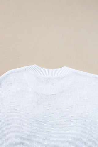 Round Neck Knit with Embrodiered Flowers - 3 Colors