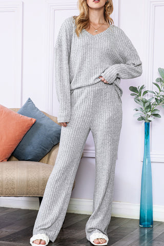 Ribbed Knit Loungewear Set - 4 Colors