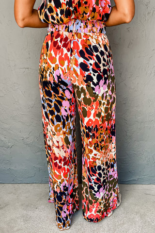 Multicolor Leopard Print Halter Neck and Pants Set