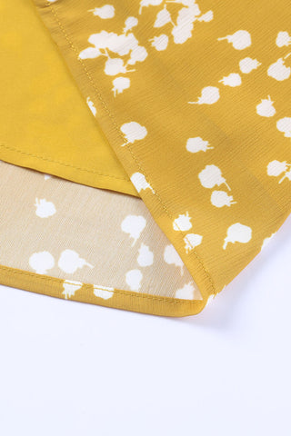 Yellow Boho Crinkled Blouse with Frill Neckline