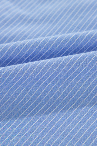 Stripe Tunic Shirt Roll Tab Sleeves - 3 Colors