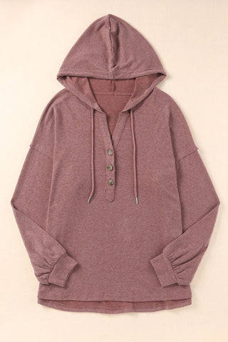 Hoodie with Tortoise Shell Button Front