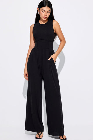 Sleeveless High Waist Wide Leg Jumpsuit - 3 Colors