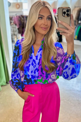 Sheer Leopard Print Blouse Puff Sleeves - 3 Colors