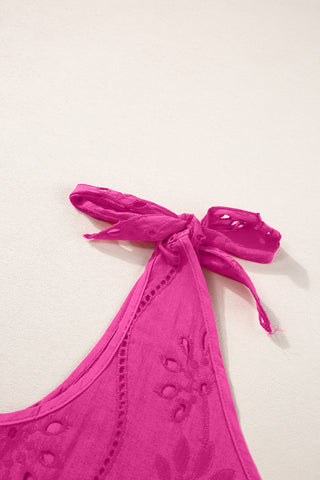 Embroidered V Neck Top Knotted Straps - 2 Colors