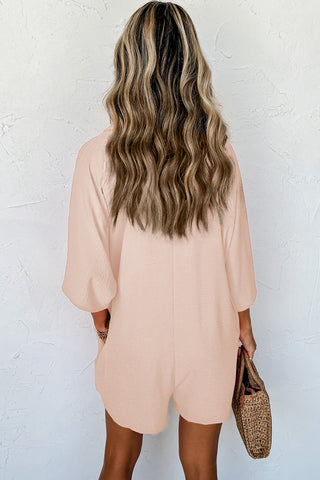 Romper Short Sleeves Collar Button Front - 4 Colors