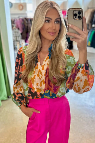 Sheer Leopard Print Blouse Puff Sleeves - 3 Colors
