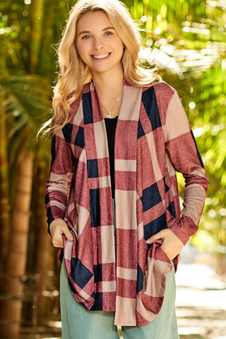 Plaid Black, Red & Beige Jacket