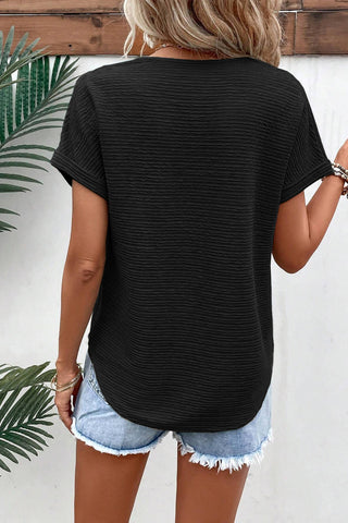 V Neck Textured T Shirt - 2 Colors