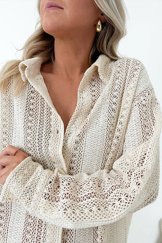 Lace Shirt Dress with Button Front - 2 Colors