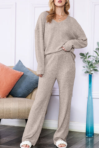 Ribbed Knit Loungewear Set - 4 Colors