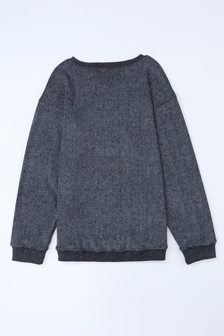 Ribbed Knit Round Neck Sweatshirt - 6 Colors