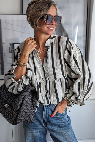 Crinkle Ruffle Sleeve Loose Top - 3 Colors