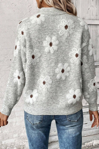 Vintage 60s Floral Pattern Sweater Half Zip Collar - 4 Colors