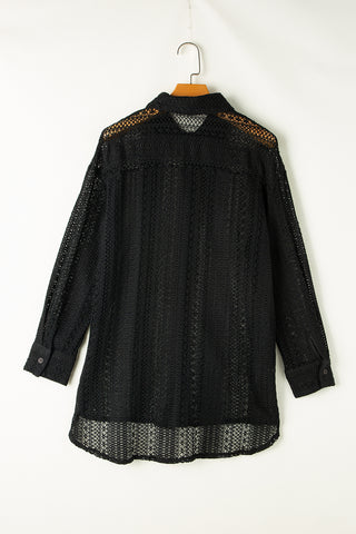 Lace Shirt Dress with Button Front - 2 Colors