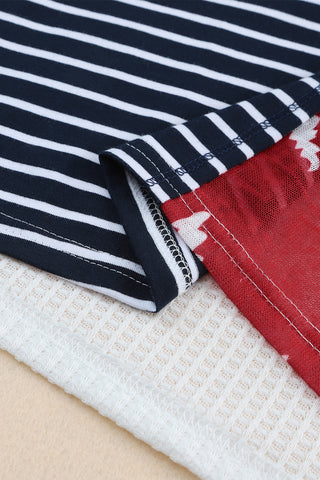 Stripes & Stars V Neck Short Sleeve Knit - 2 Color Variations