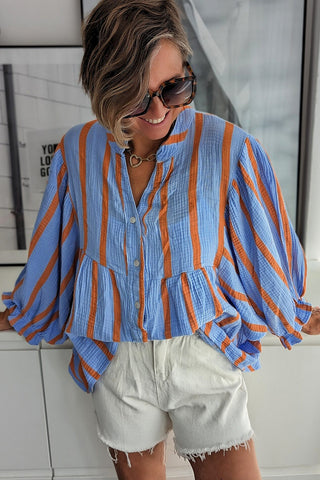 Crinkle Ruffle Sleeve Loose Top - 3 Colors
