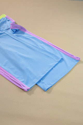 Colorblock 2 Piece Casual Wide Leg Pants Set - 4 Colors