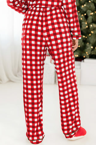 Check Shirt and Drawstring Pants PJ Set